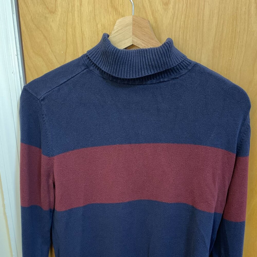 Turtleneck Sweater blue burgundy stripe